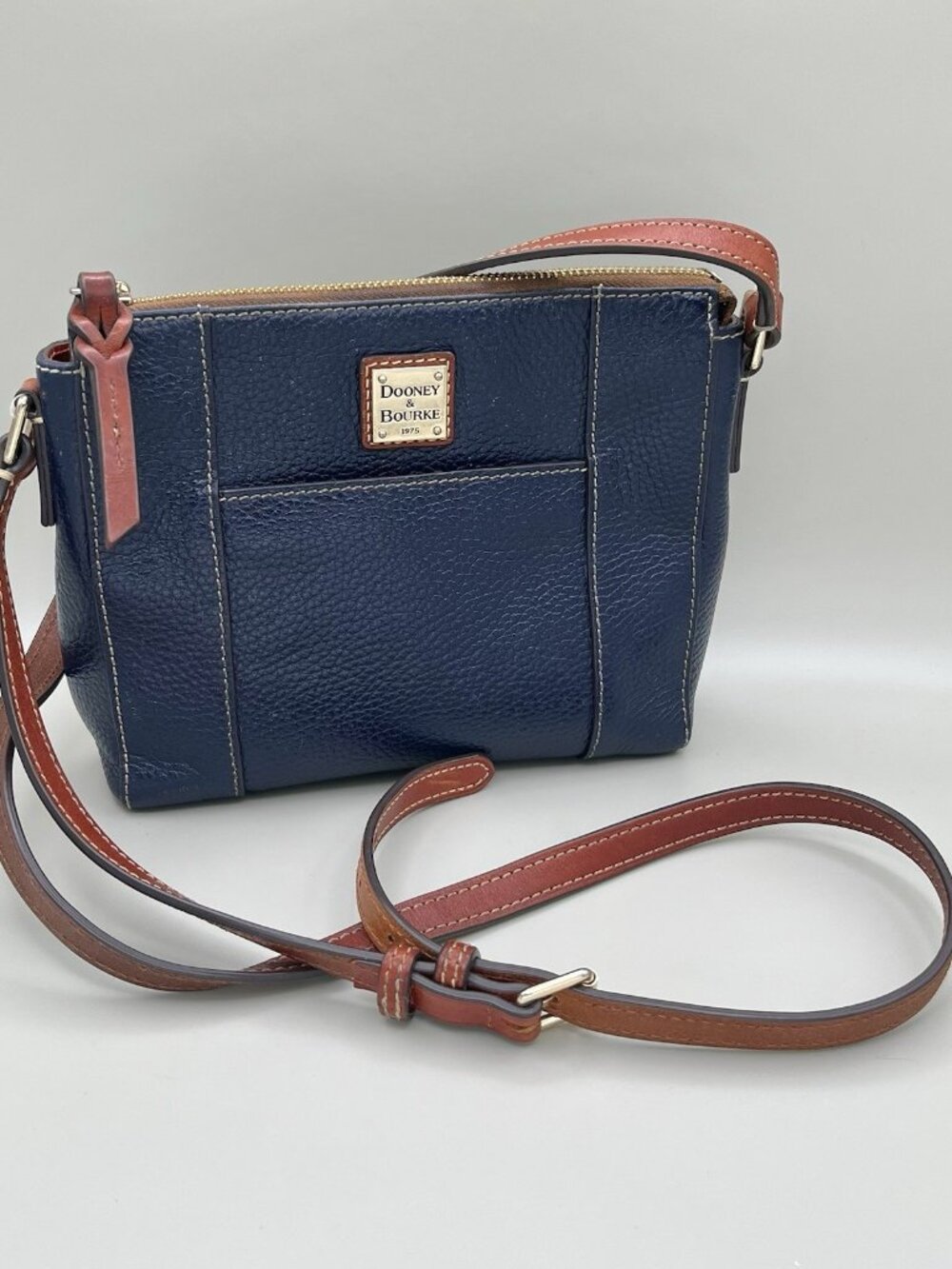 Dooney & Bourke Lexington Crossbody Dark Blue Pebble Grain Leather Bag VTG